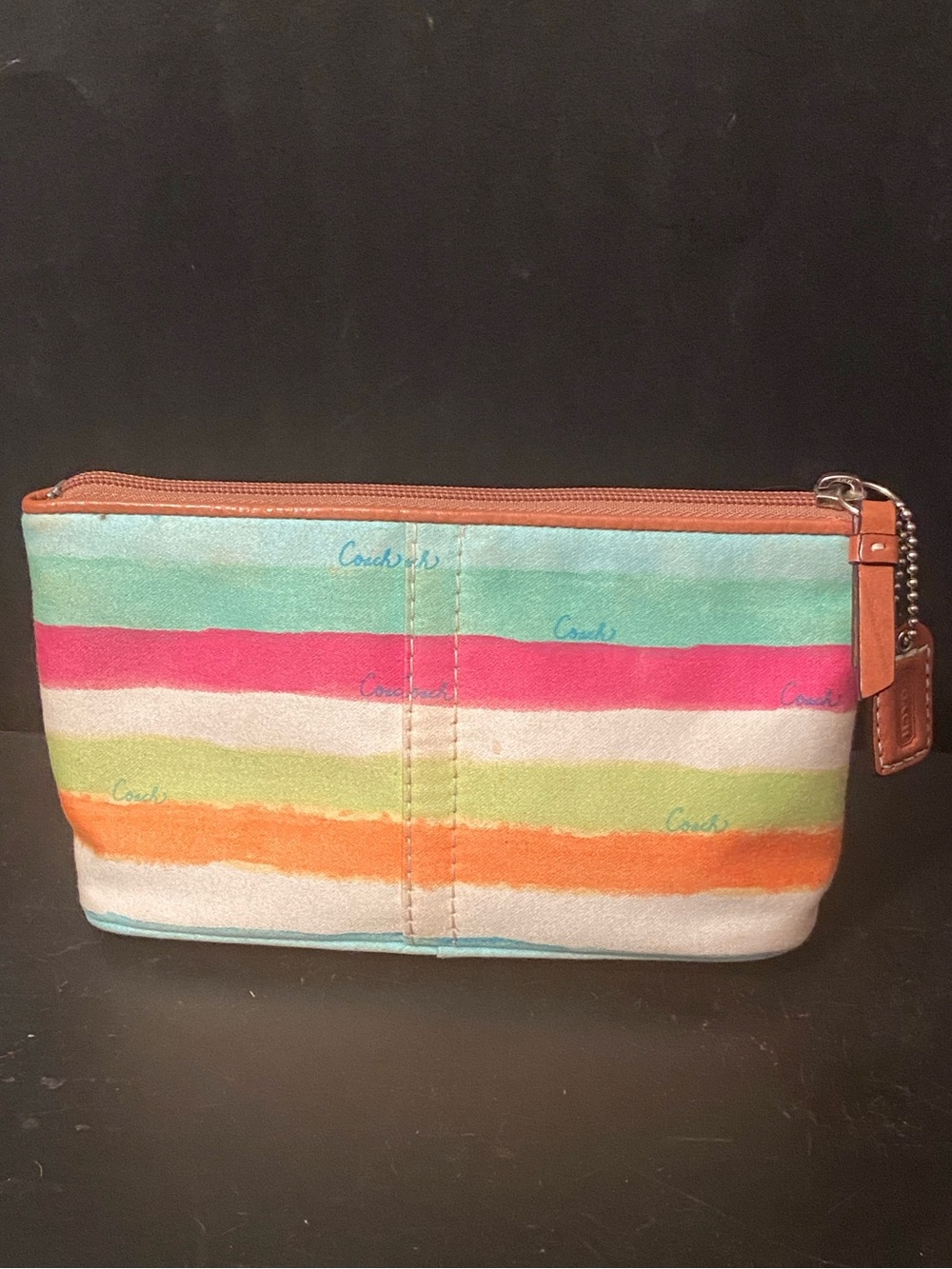 Coach Hampton Watercolor Stripe Zip-Top Cosmetic Pouch